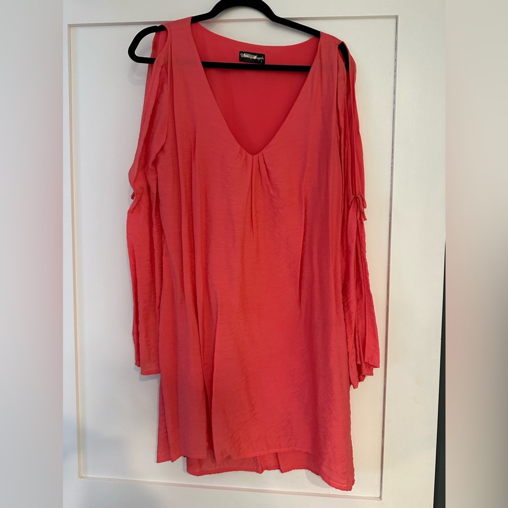 Bell Sleeve Coral Mini Dress